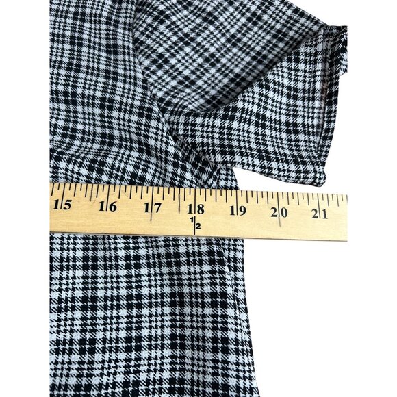 Michael Kors Womens Black & White Plaid Short Sleeve Top With Split Back Medium - Picture 4 of 14